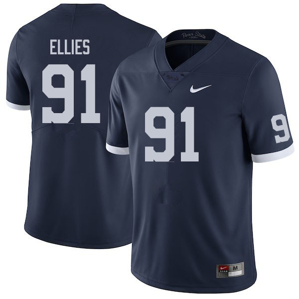 Men #91 Dvon Ellies Penn State Nittany Lions College Football Jerseys Sale-Retro
